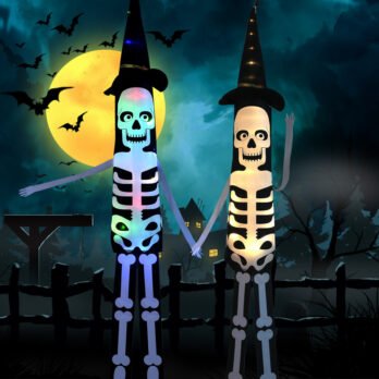 Halloween LED color lights, skeleton wind  (wind tube) bats, floating banners, pumpkin battery-powered lights -  (horror atmosphere decorative lights)