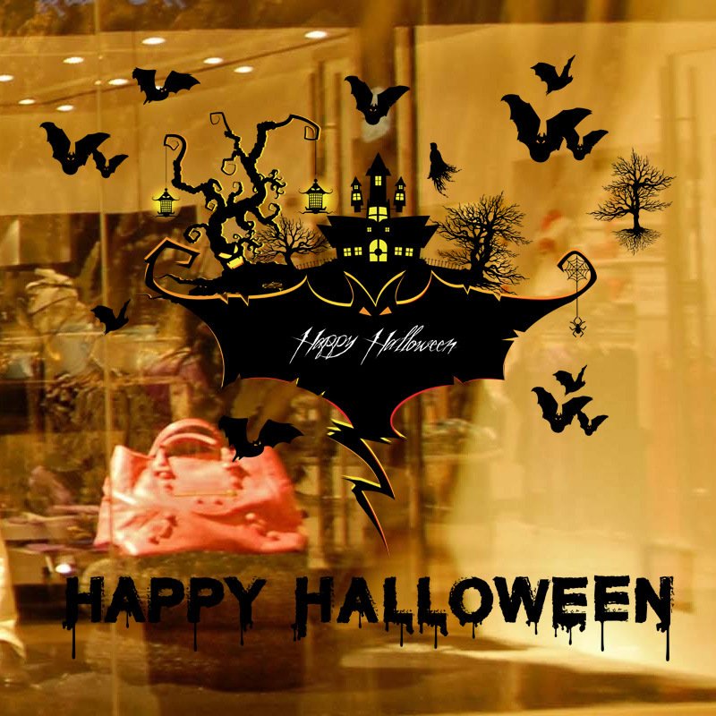 Halloween Removable Glass & Wall Stickers - Spooky Decor for Bars and Entertainment Venues
