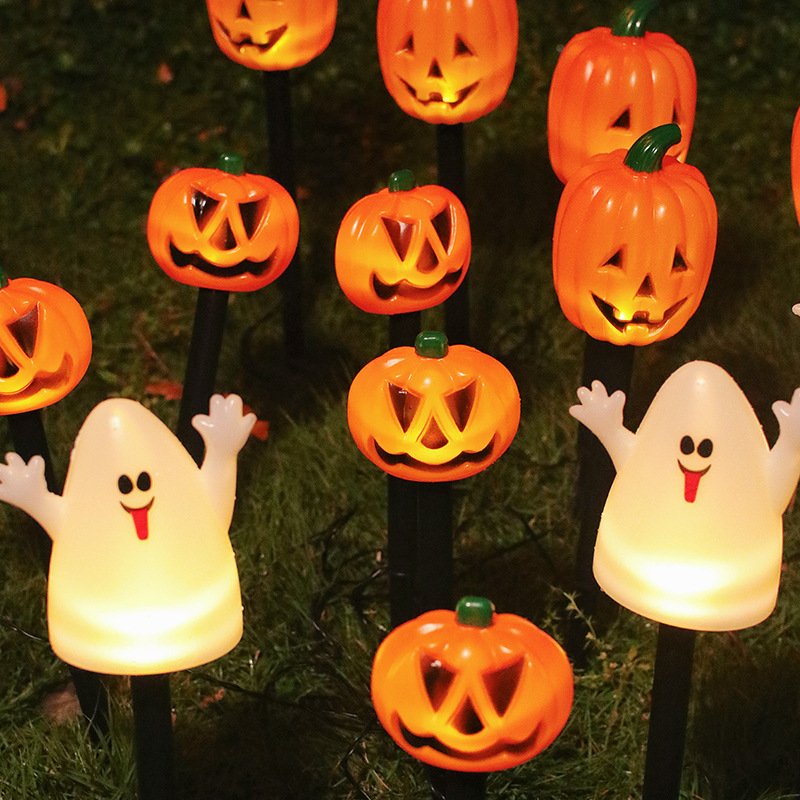 New Arrival! Halloween Outdoor Garden Waterproof Decorative String Lights LED Pumpkin & Ghost Solar-Powered Stake Lights