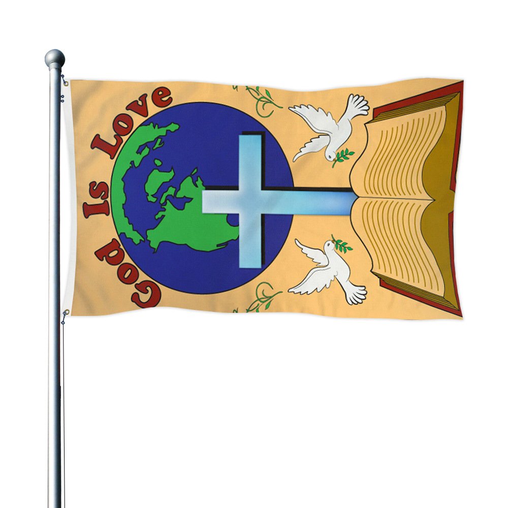 Peace Flag 90x150cm Prayer Cross Flag with Bible Theme Double-Stitched with Copper Grommets