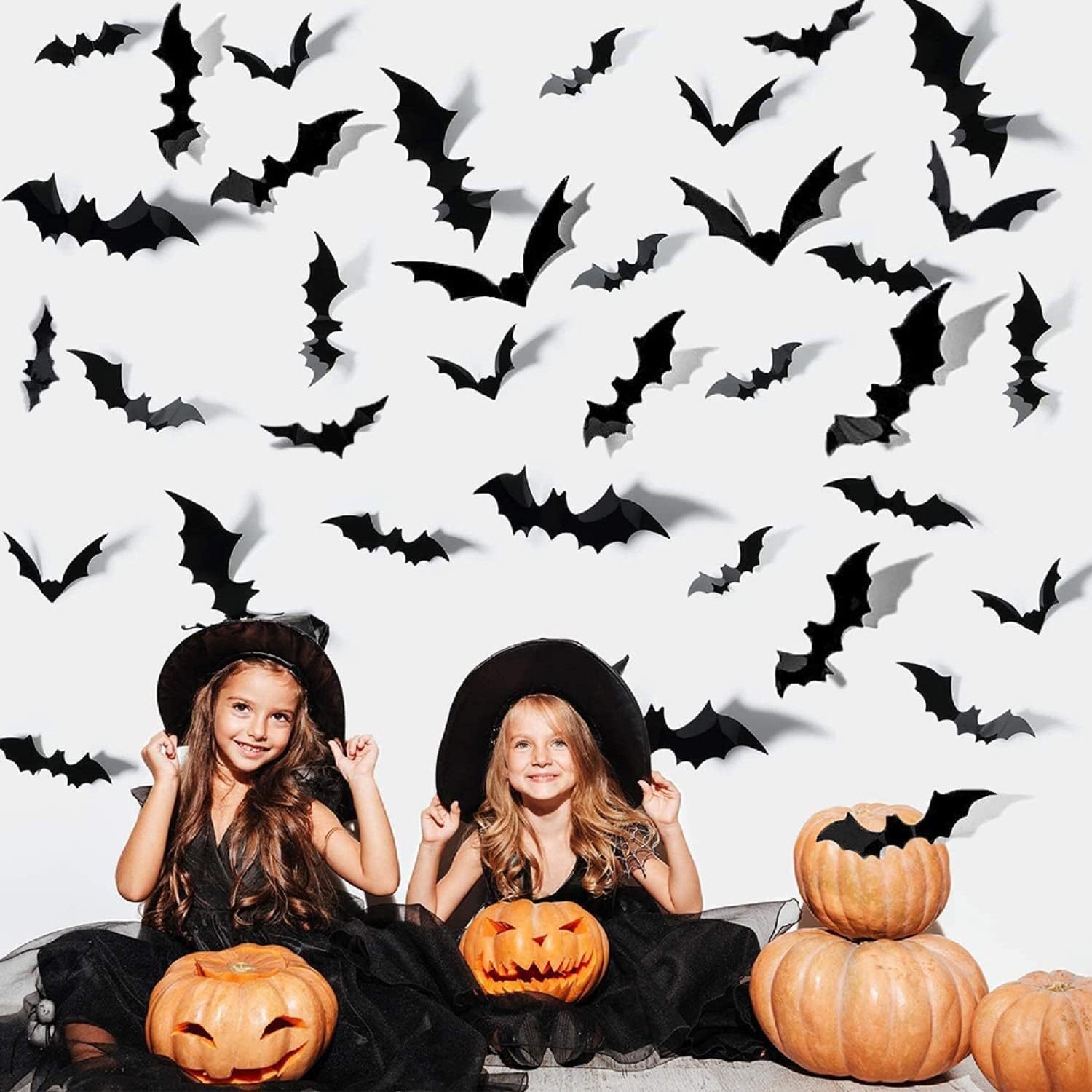 12-Pack Halloween 3D Black Bat & Spider Wall Stickers - 3D Decorations for Spooky Atmosphere - Image 2