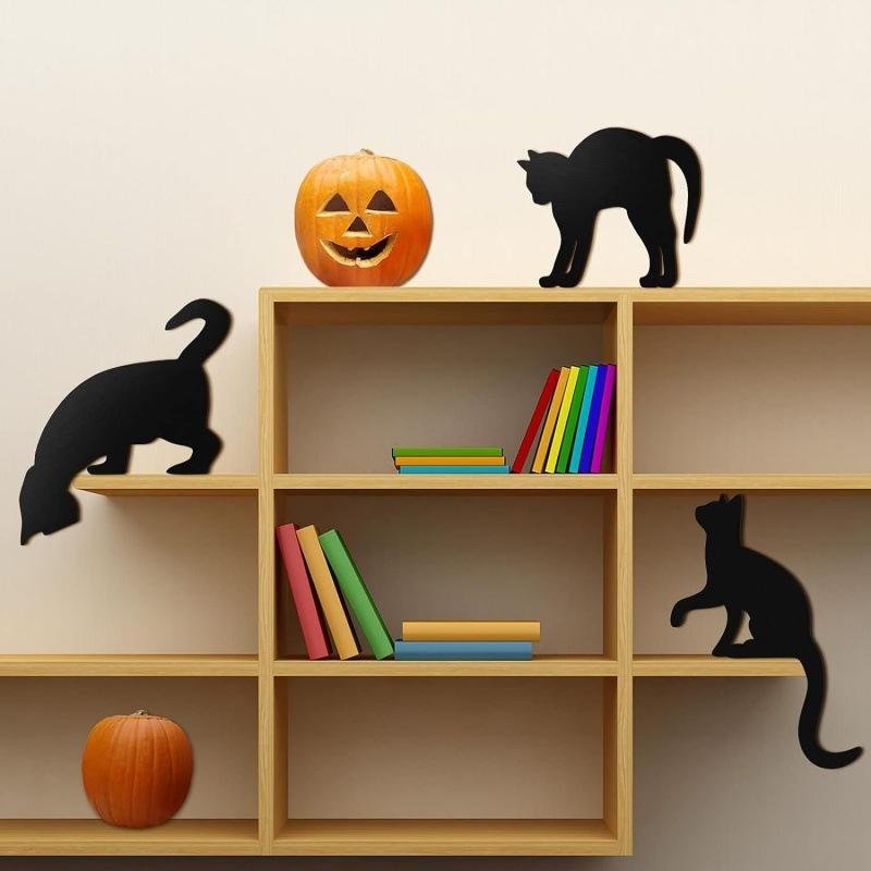 Cute Black Cat Halloween Door Frame Decor Festive Party Wooden Picture Frame Home Decor Cute Black Cat Halloween Door Frame Decor Festive Party Wooden Picture Frame Home Decor - Image 2