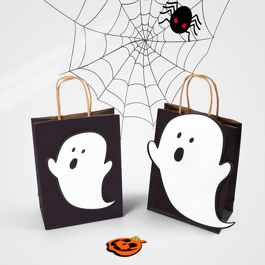 DIY Creative Ghost Halloween Cards & Tote Bags In-Stock Black-and-White Halloween Candy Tote Bags DIY Creative Ghost Halloween Cards & Tote Bags In-Stock Black-and-White Halloween Candy Tote Bags - Image 2