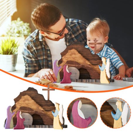 Easter wooden Nativity scene - Montessori-inspired decorative crafts for Jesus decorations - Image 2