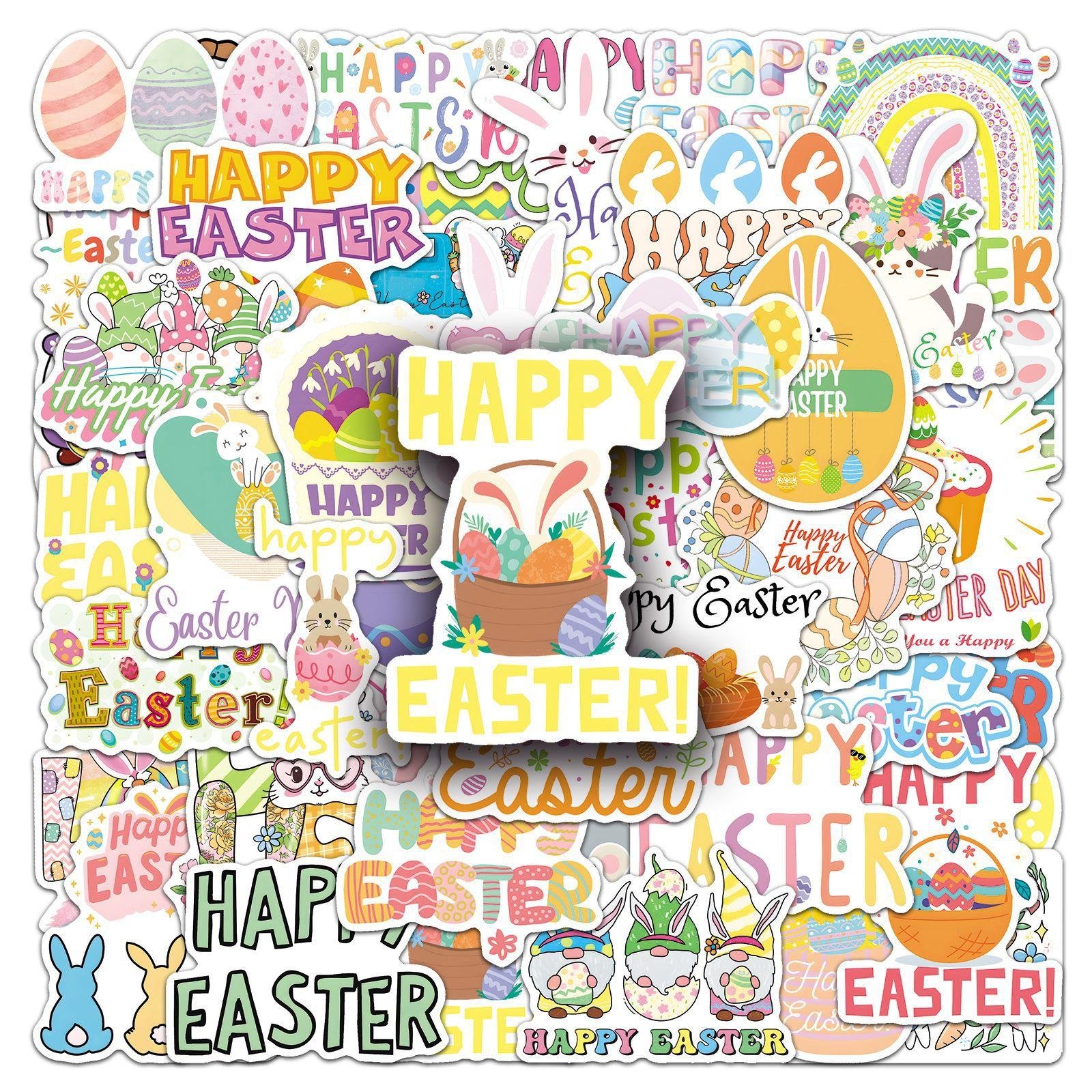 50pcs Easter Doodle Stickers Cute Cartoon Festival Decor Stickers for Phones, Water Bottles & Luggage 50pcs Easter Doodle Stickers Cute Cartoon Festival Decor Stickers for Phones, Water Bottles & Luggage - Image 2