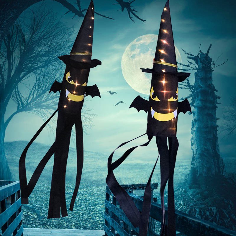 Halloween LED color lights, skeleton wind (wind tube) bats, floating banners, pumpkin battery-powered lights - (horror atmosphere decorative lights) - Image 3