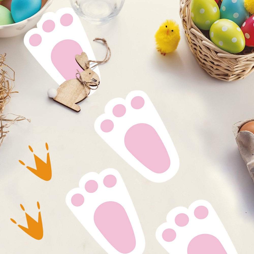 Easter & St. Patrick's Day Rabbit Footprint Floor Stickers in Green - Image 3