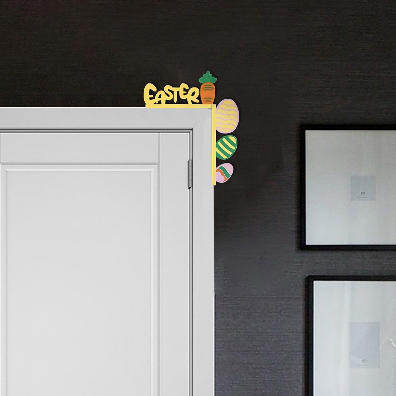 Happy Easter Door Corner Decor Colorful Egg & Carrot Wooden Crafts Fun Home Door Frame Ornaments - Image 5