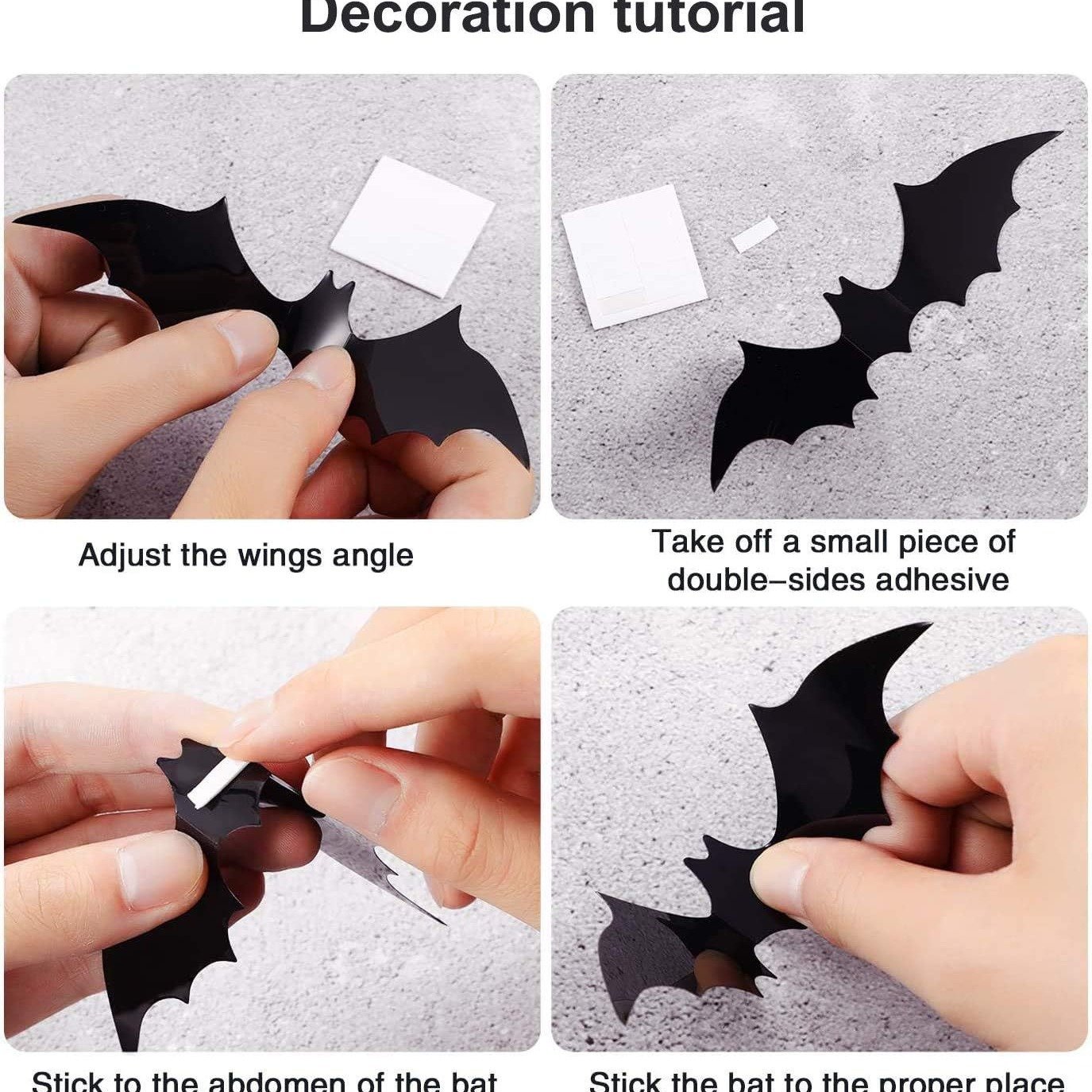 12-Pack Halloween 3D Black Bat & Spider Wall Stickers - 3D Decorations for Spooky Atmosphere - Image 4