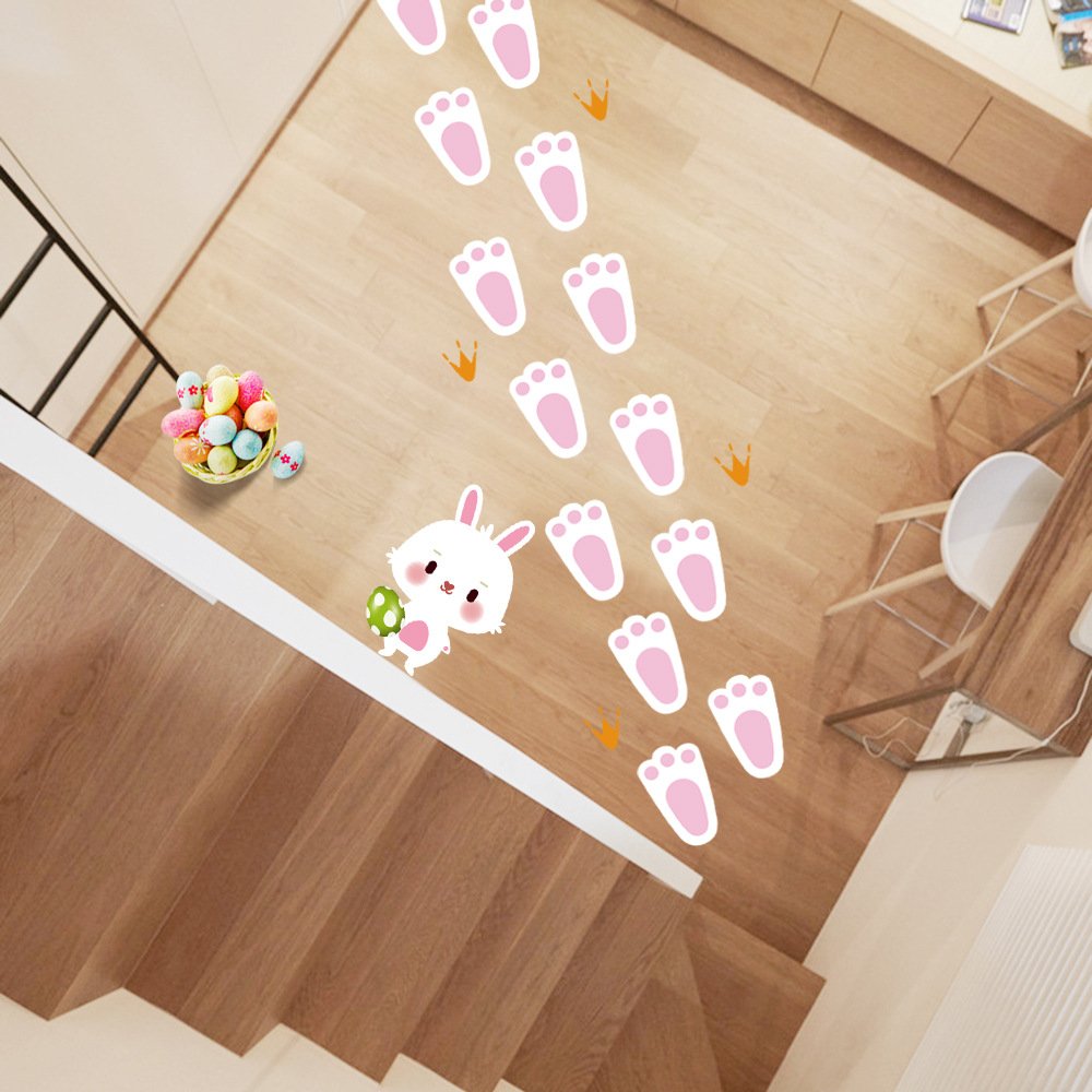 Easter & St. Patrick's Day Rabbit Footprint Floor Stickers in Green - Image 4