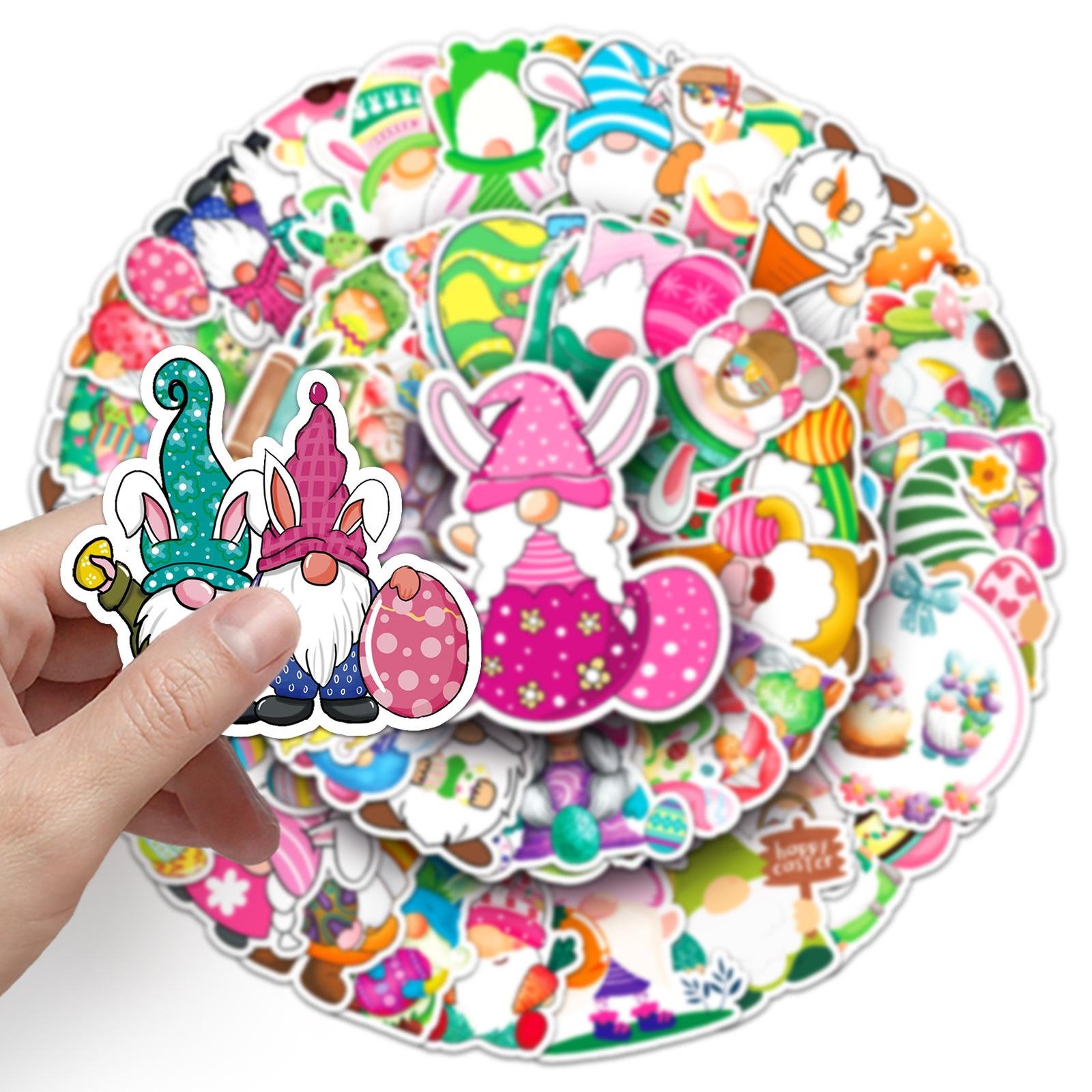 54-Piece Easter Gnome Doodle Stickers Custom Cartoon Festival Creative Decor for Phone Cases & Luggage 54-Piece Easter Gnome Doodle Stickers Custom Cartoon Festival Creative Decor for Phone Cases & Luggage - Image 4
