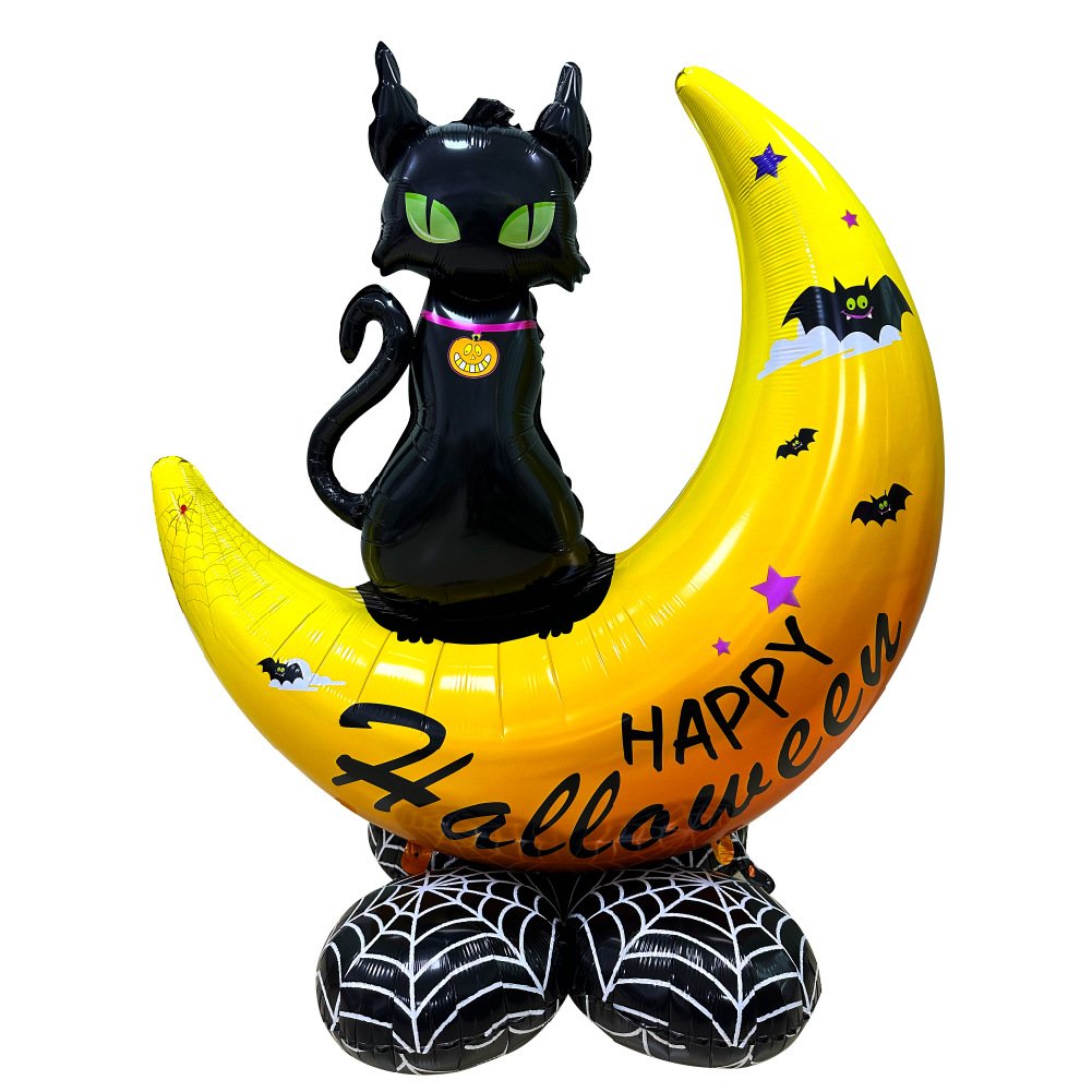 New 4D Halloween Pumpkin Balloons – 3D Inflatable Column Decorations with Foil Balloon Bases (Self-Standing) - Image 2