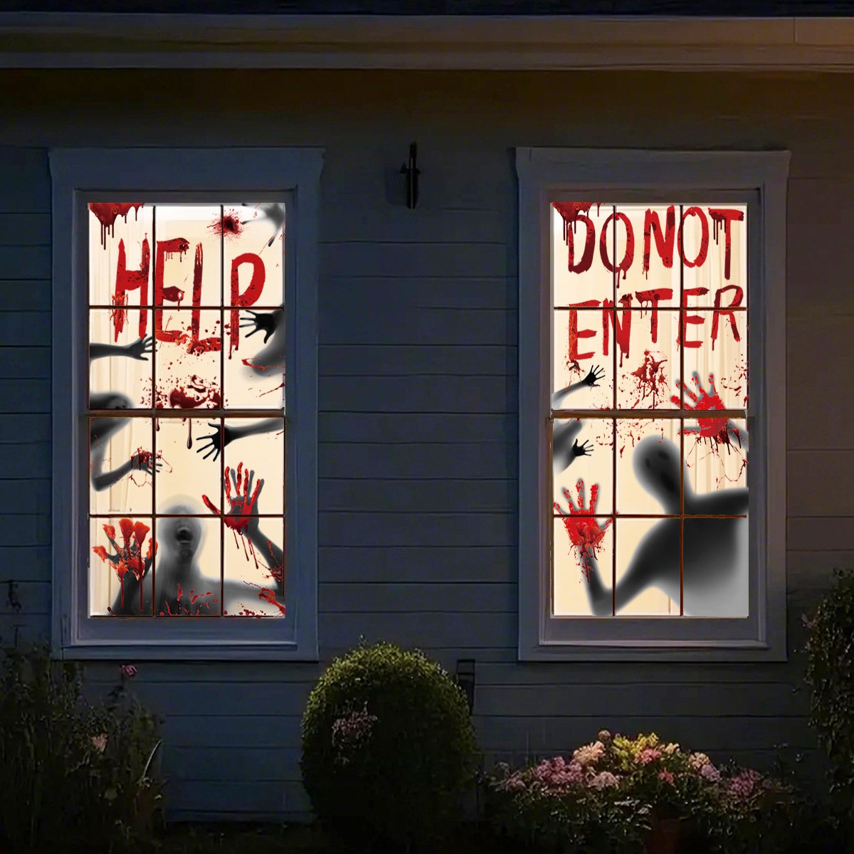 New Large-Sized Bloody Door Curtain & Window Decals Horror-Themed Halloween Party Decorations for Window Displays - Image 3