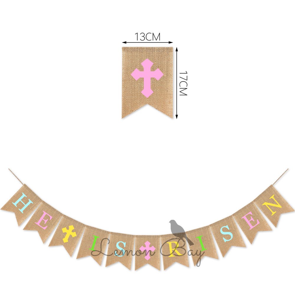 He Is Risen Easter Burlap Banner Cross Flag for Baptism Party Decorations - Image 6