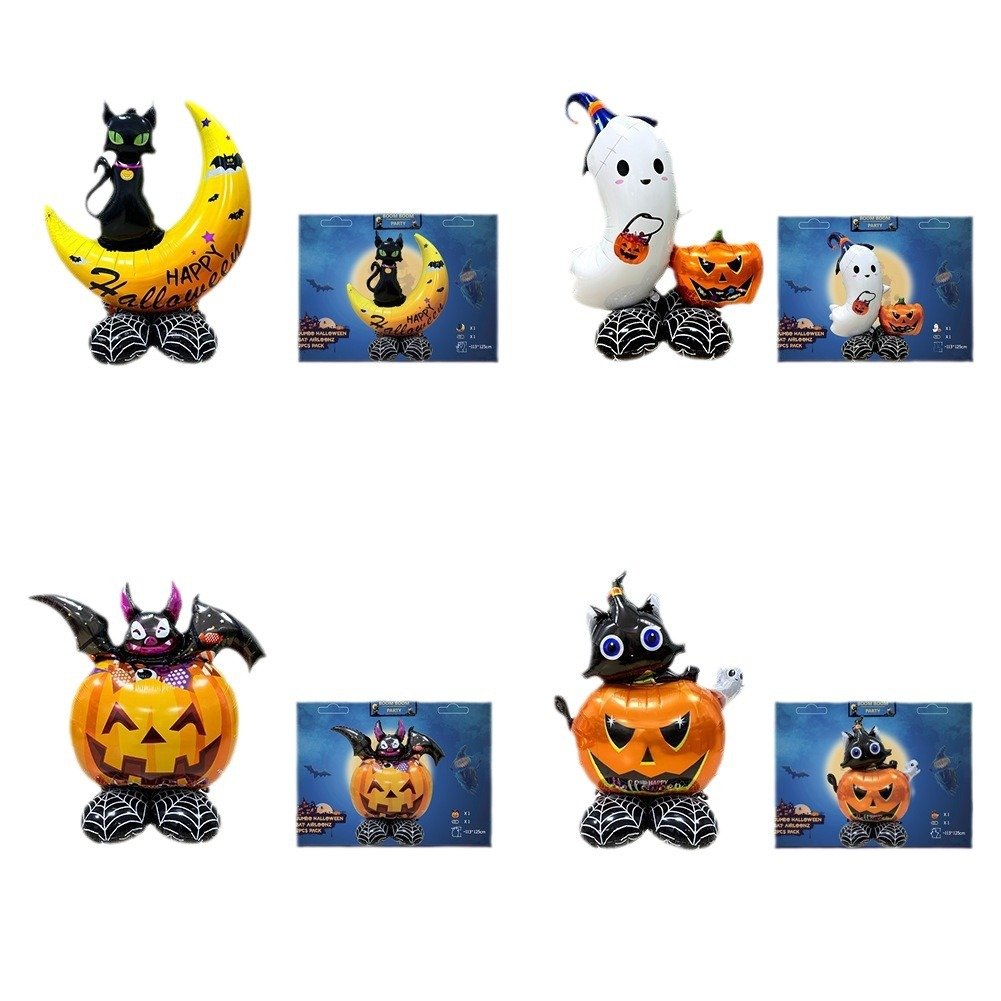New 4D Halloween Pumpkin Balloons – 3D Inflatable Column Decorations with Foil Balloon Bases (Self-Standing) - Image 5