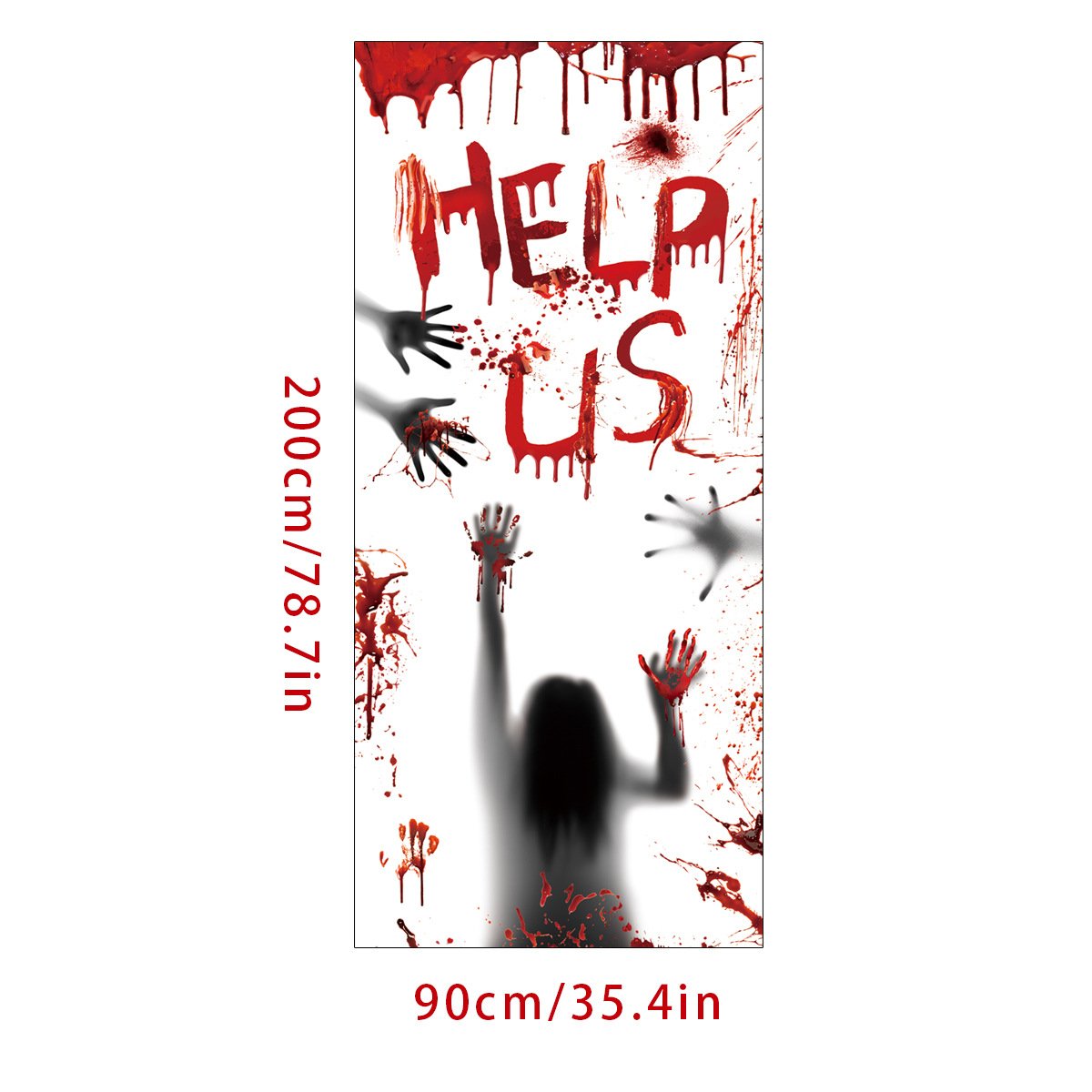 New Large-Sized Bloody Door Curtain & Window Decals Horror-Themed Halloween Party Decorations for Window Displays - Image 4