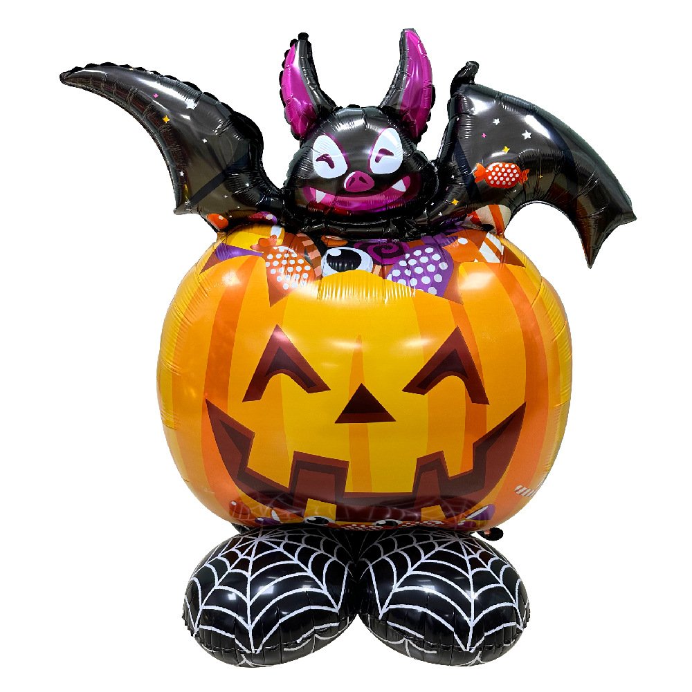 New 4D Halloween Pumpkin Balloons – 3D Inflatable Column Decorations with Foil Balloon Bases (Self-Standing) - Image 3