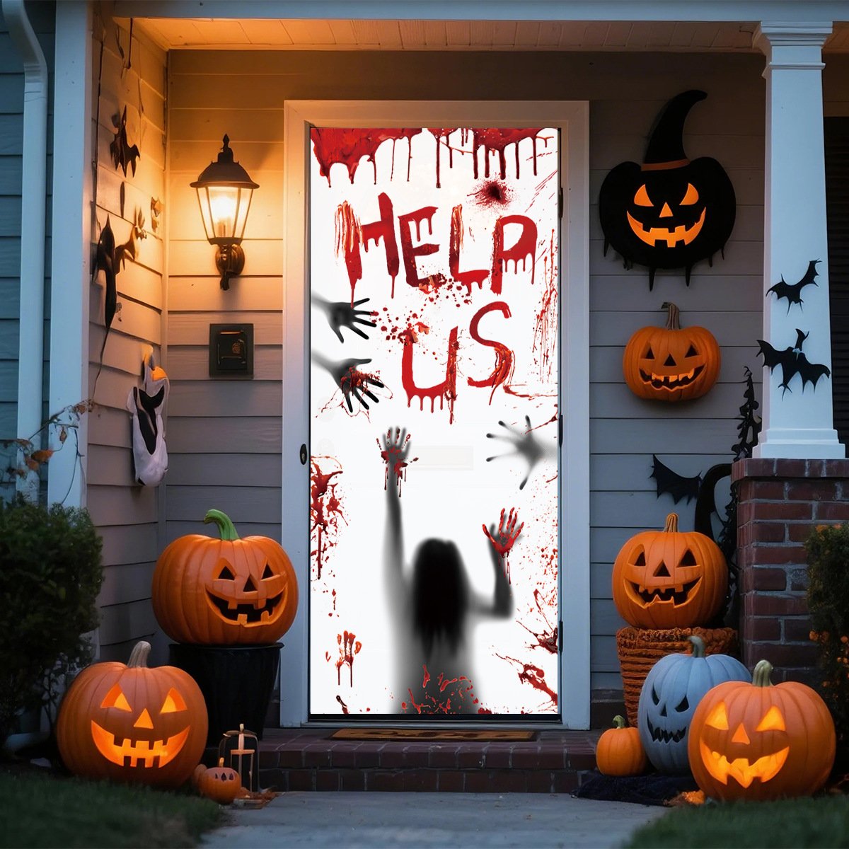New Large-Sized Bloody Door Curtain & Window Decals Horror-Themed Halloween Party Decorations for Window Displays - Image 5