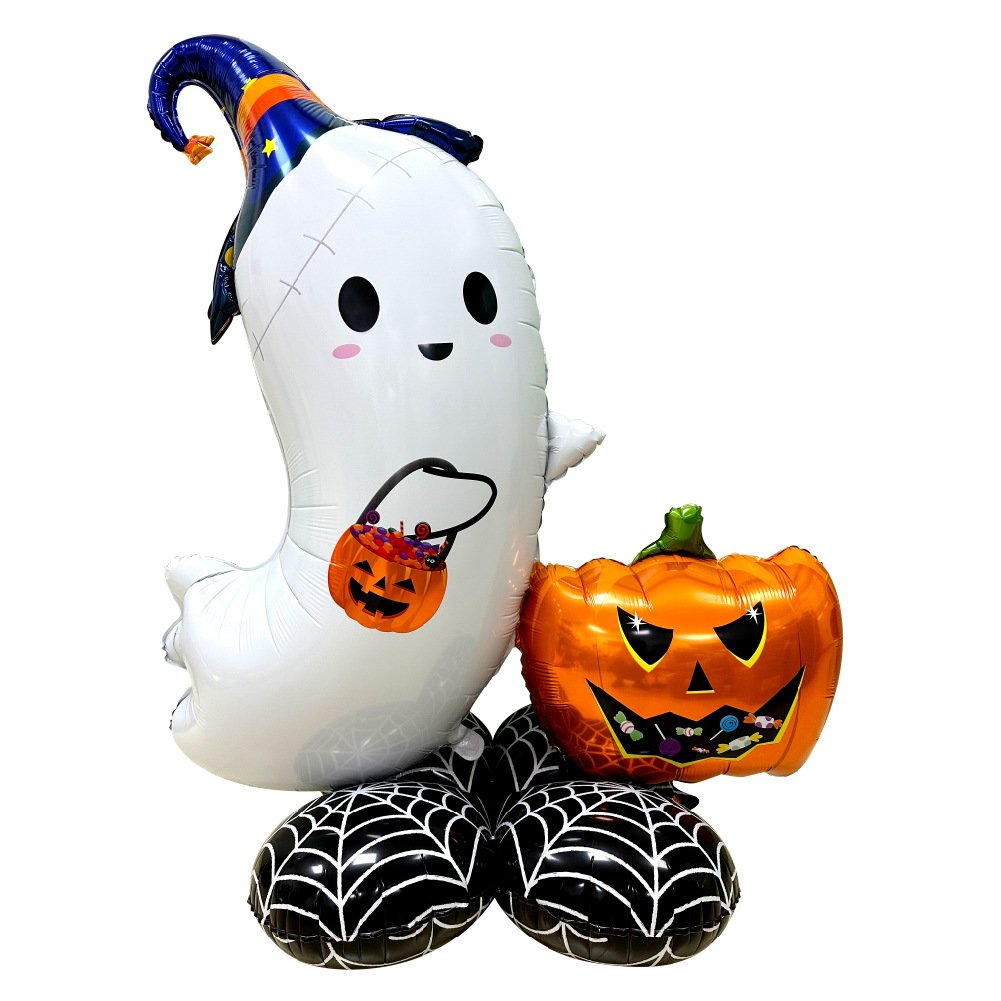 New 4D Halloween Pumpkin Balloons – 3D Inflatable Column Decorations with Foil Balloon Bases (Self-Standing) - Image 4