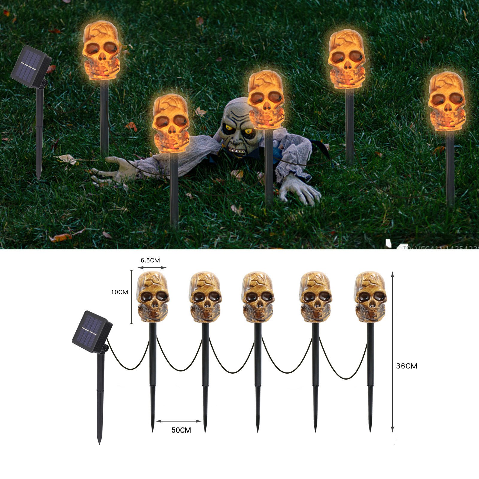 New Arrival! Halloween Outdoor Garden Waterproof Decorative String Lights LED Pumpkin & Ghost Solar-Powered Stake Lights - Image 8