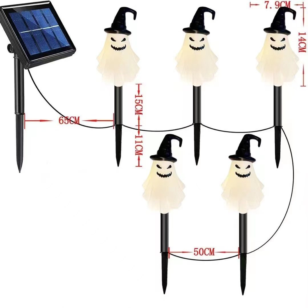 New Arrival! Halloween Outdoor Garden Waterproof Decorative String Lights LED Pumpkin & Ghost Solar-Powered Stake Lights - Image 9