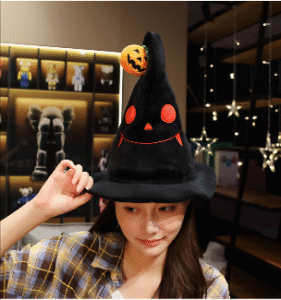 New Electric Pumpkin Hat for Halloween – Plush Light-Up Costume Prop for Parties