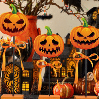 Wooden Halloween Tabletop Pumpkin Ornaments - for Home Party Ambiance & Solid Wood Decor