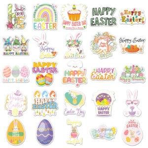 50pcs Easter Doodle Stickers Cute Cartoon Festival Decor Stickers for Phones, Water Bottles & Luggage