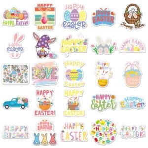 50pcs Easter Doodle Stickers Cute Cartoon Festival Decor Stickers for Phones, Water Bottles & Luggage