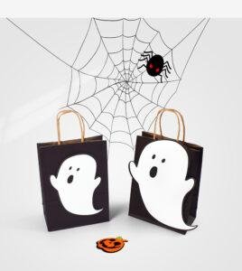 DIY Creative Ghost Halloween Cards & Tote Bags In-Stock Black-and-White Halloween Candy Tote Bags