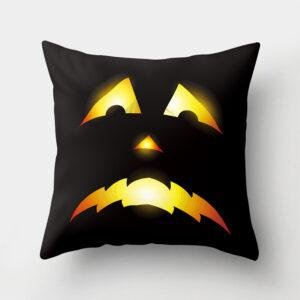 Halloween Home Decor Cotton Linen Throw Pillow – 3D Scary Pumpkin Design for Housewarming Gifts