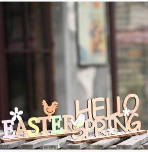 New Easter Wooden Decor  Rustic Wooden Letter Signs  Creative Minimalist Alphabet Tabletop Ornaments