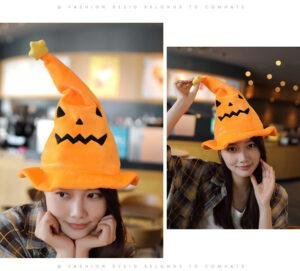 New Electric Pumpkin Hat for Halloween – Plush Light-Up Costume Prop for Parties