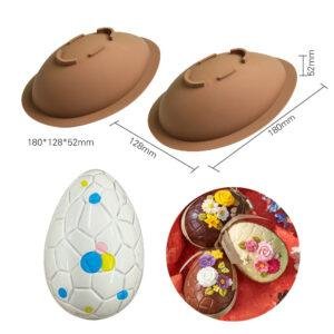 Easter 2-Piece Set Single Semi-Circle Egg Mousse Cake Mold  DIY Chocolate Knock-Lock Silicone Baking Mold