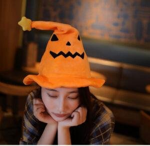 New Electric Pumpkin Hat for Halloween – Plush Light-Up Costume Prop for Parties