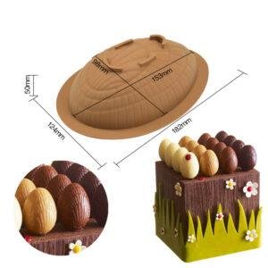Easter 2-Piece Set Single Semi-Circle Egg Mousse Cake Mold  DIY Chocolate Knock-Lock Silicone Baking Mold