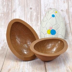 Easter 2-Piece Set Single Semi-Circle Egg Mousse Cake Mold  DIY Chocolate Knock-Lock Silicone Baking Mold