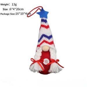 Independence Day Decoration Doll Pendant, Faceless Doll, Star and Stripe Knitted Hat Decoration Small Pendant