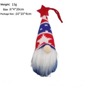 Independence Day Decoration Doll Pendant, Faceless Doll, Star and Stripe Knitted Hat Decoration Small Pendant