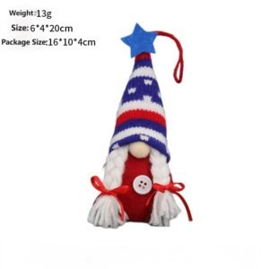 Independence Day Decoration Doll Pendant, Faceless Doll, Star and Stripe Knitted Hat Decoration Small Pendant