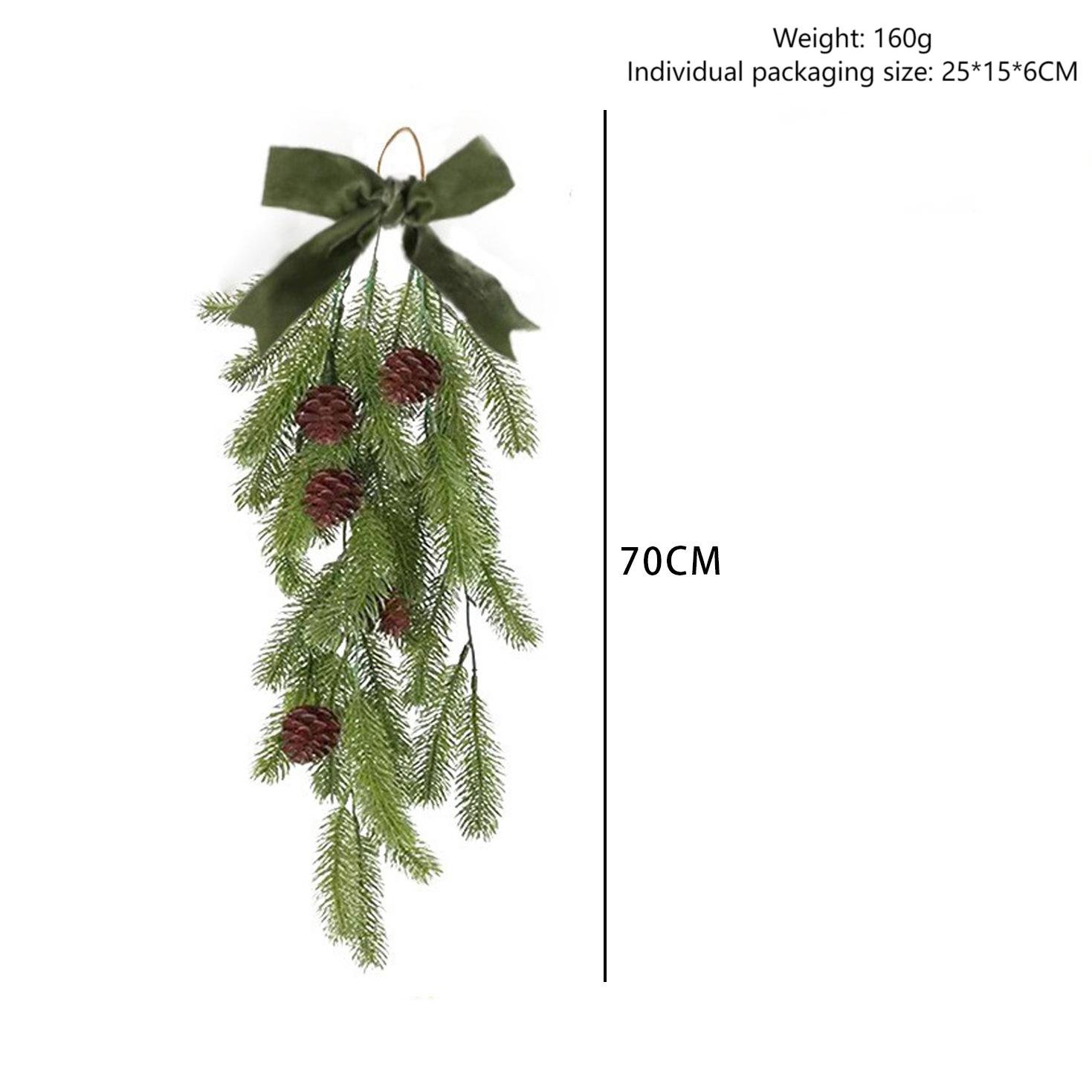 Christmas Decoration Hanging Ornaments Upside - Down Drop - Shaped Christmas Tree, Bow, Red Berries, Flocked PE Wall - Hanging, Rattan Wreath for Decoration Christmas Decoration Hanging Ornaments Upside - Down Drop - Shaped Christmas Tree, Bow, Red Berries, Flocked PE Wall - Hanging, Rattan Wreath for Decoration - Image 6