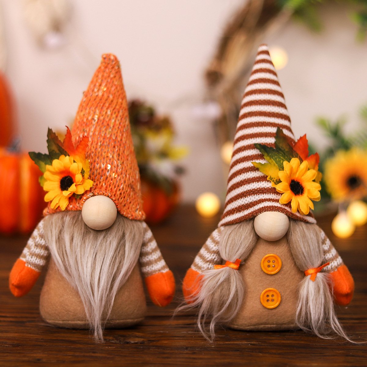 Harvest Festival Gnome Doll Ornament, Cartoon Faceless Doll Figure, Desktop Decoration Prop