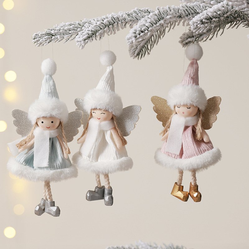 New Christmas Angel Girl Hanging Ornament Premium Plush Doll Decor for Christmas Trees