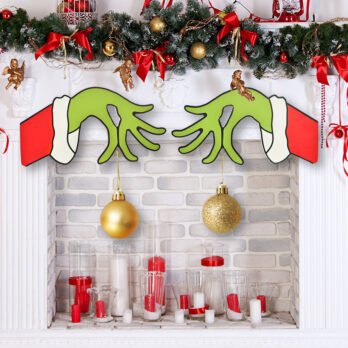New Christmas Decorations Wooden Door Hanging Sign, Grinch Wreath, Home & Mall Decorations