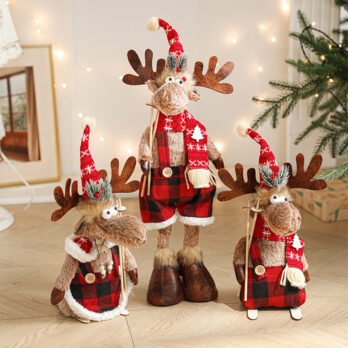 New Christmas Reindeer Plush Doll Window Display Decor, Festive Atmosphere Ornament & Holiday Gift