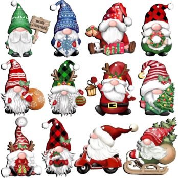 Wooden Hanging Christmas Decorations Dwarf & Santa Doll Ornaments, Handcrafted Wooden Hanging Dwarfs