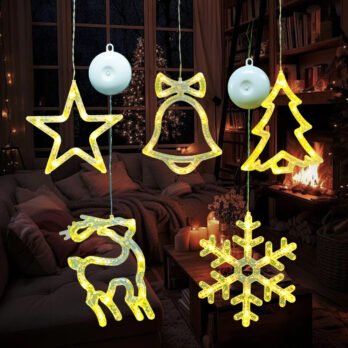 New LED Christmas Decorative Suction Cup Lights, Room Decoration Hanging Lights, Bell and Snowman Store Window Colorful Lights
