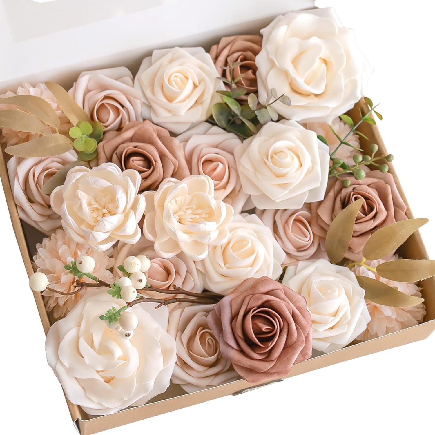 New style cross-border best-selling rose gift box artificial flowers, suitable for birthdays, weddings; flower heads with stems, DIY bridal bouquets and decorations.