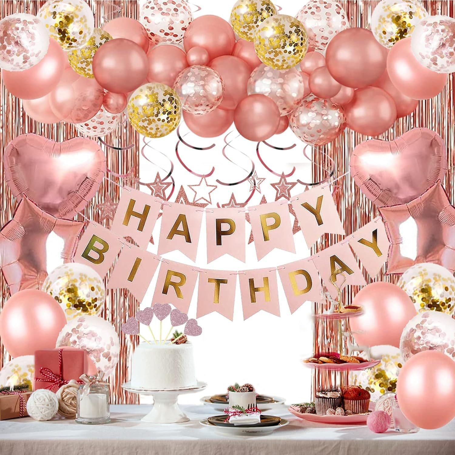 Cross-border Birthday Decoration Balloon Set, Birthday Balloon Tinsel Curtain, Birthday Party Decoration and Arrangement Balloon Package