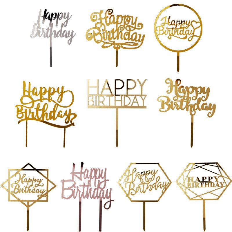 Cross-border "Happy Birthday" acrylic cake toppers, happy birthday party baking cake decorations